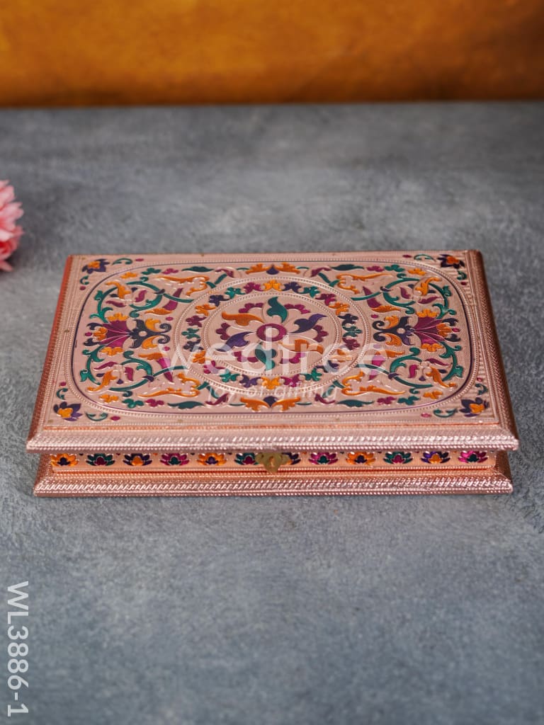 Wooden Dry Fruit Box with Meenakari Design - 4 Partitions - WL3886