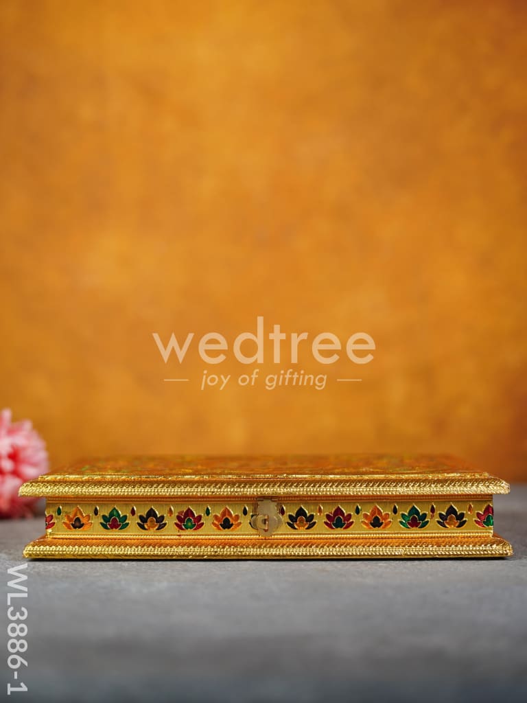 Wooden Dry Fruit Box with Meenakari Design - 4 Partitions - WL3886