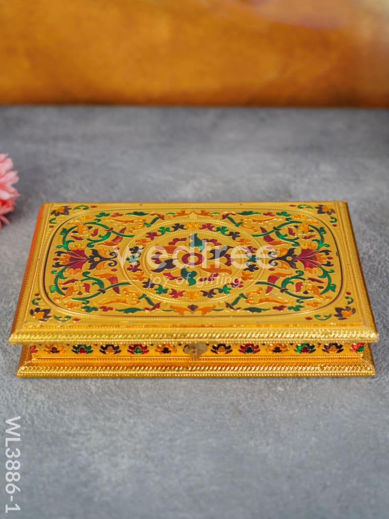 Wooden Dry Fruit Box with Meenakari Design - 4 Partitions - WL3886
