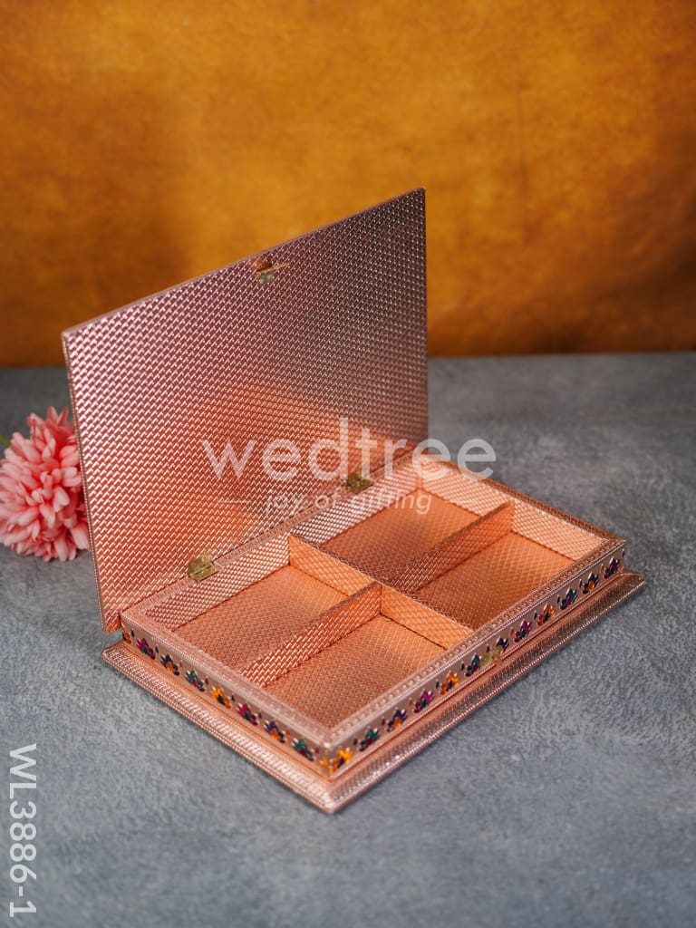 Wooden Dry Fruit Box with Meenakari Design - 4 Partitions - WL3886