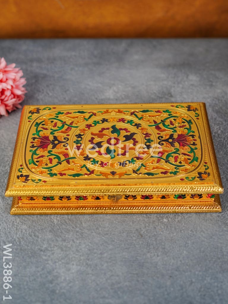 Wooden Dry Fruit Box with Meenakari Design - 4 Partitions - WL3886
