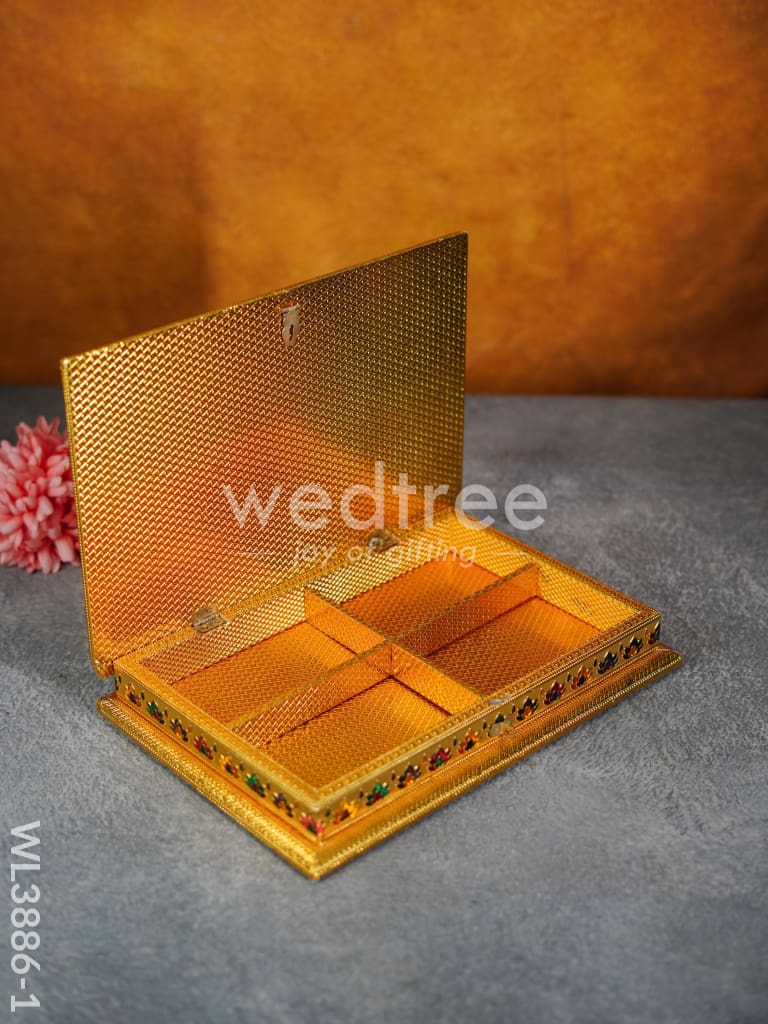 Wooden Dry Fruit Box with Meenakari Design - 4 Partitions - WL3886