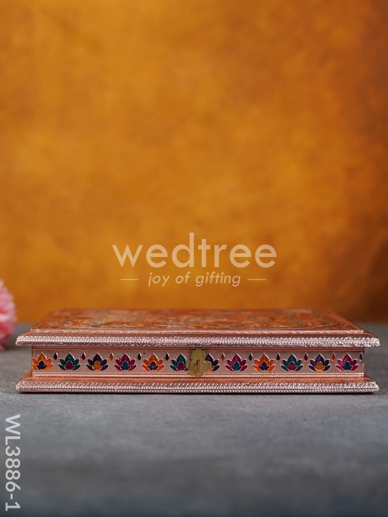Wooden Dry Fruit Box with Meenakari Design - 4 Partitions - WL3886