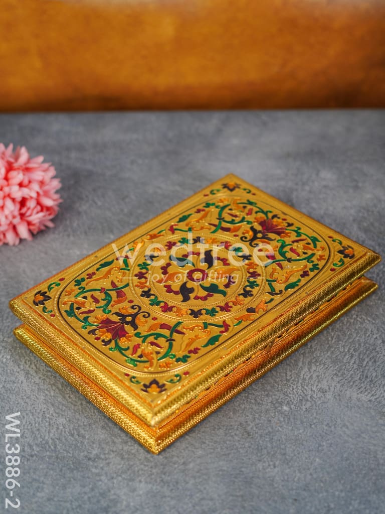 Wooden Dry Fruit Box with Meenakari Design - 4 Partitions - WL3886