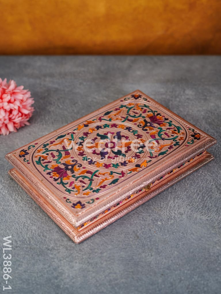 Wooden Dry Fruit Box with Meenakari Design - 4 Partitions - WL3886
