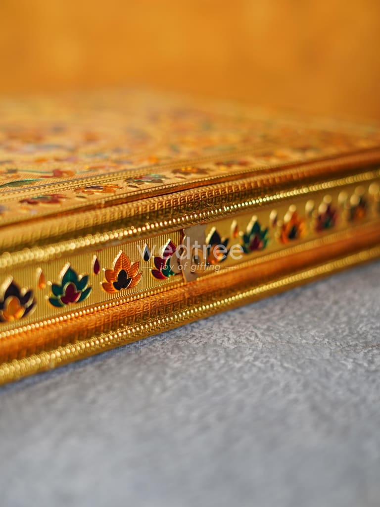 Wooden Dry Fruit Box with Meenakari Design - 6 Partitions - WL3887