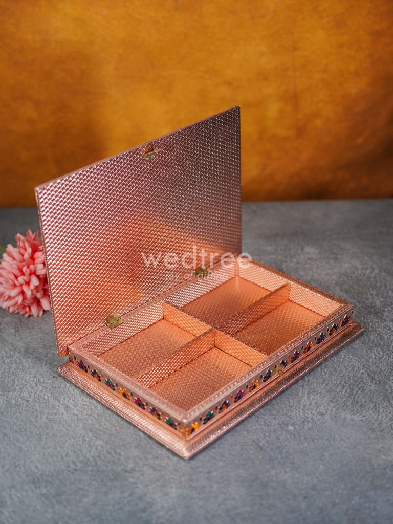 Wooden Dry Fruit Box with Meenakari Design - 6 Partitions - WL3887
