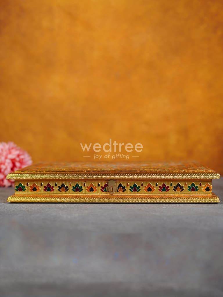 Wooden Dry Fruit Box with Meenakari Design - 6 Partitions - WL3887