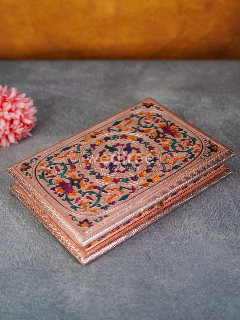 Wooden Dry Fruit Box with Meenakari Design - 6 Partitions - WL3887