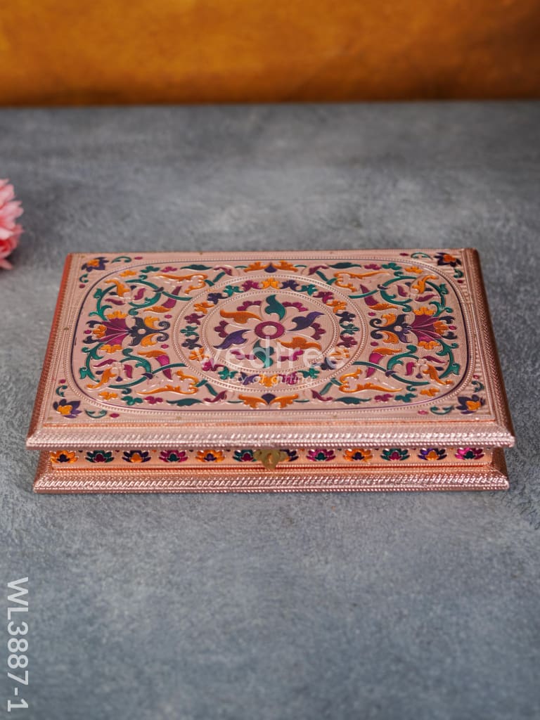 Wooden Dry Fruit Box with Meenakari Design - 6 Partitions - WL3887
