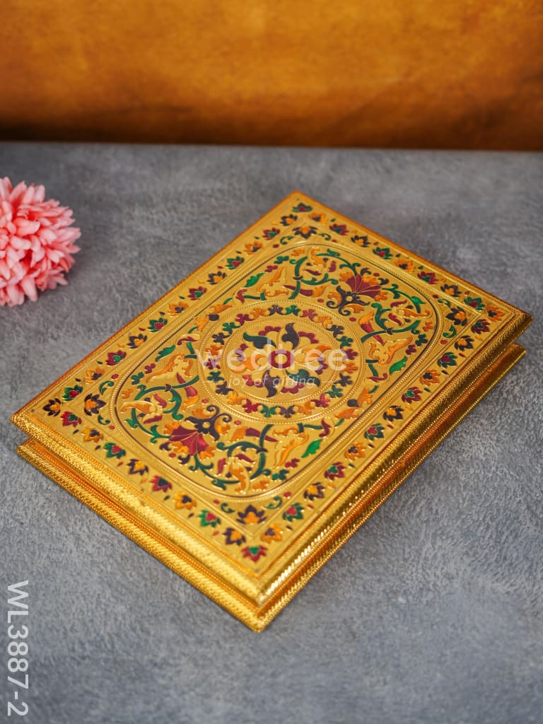 Wooden Dry Fruit Box with Meenakari Design - 6 Partitions - WL3887
