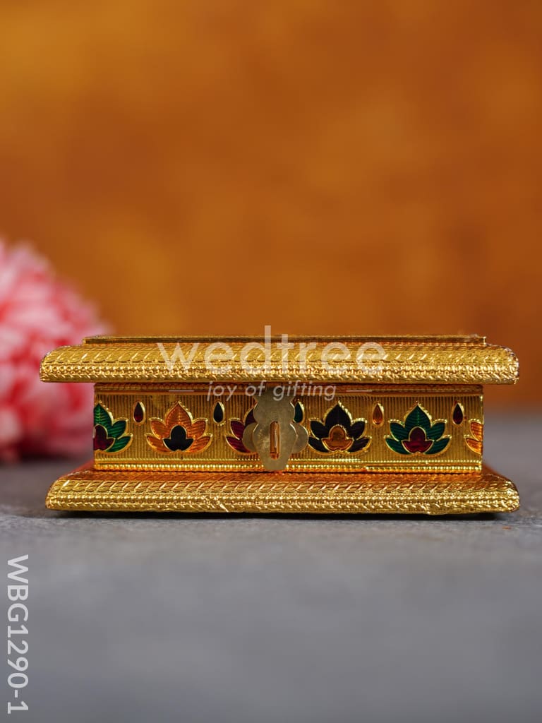 Wooden Dry Fruit Box with Meenakari Floral Design - WBG1290