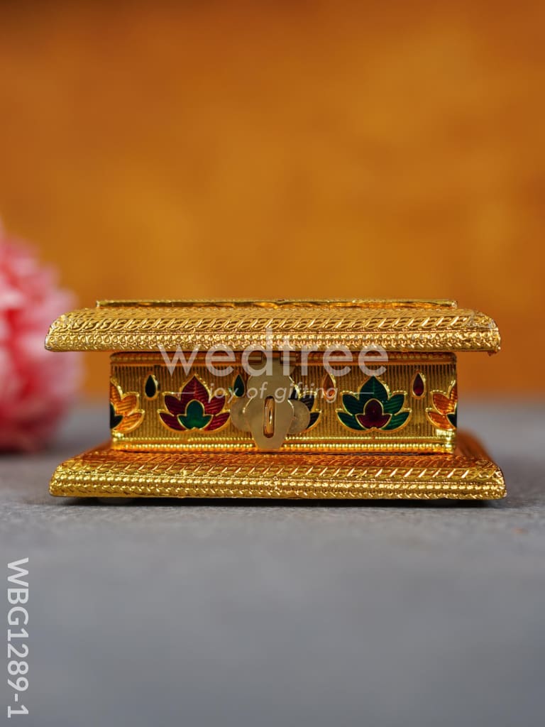 Wooden Dry Fruit Box with Meenakari Peacock Design - WBG1289