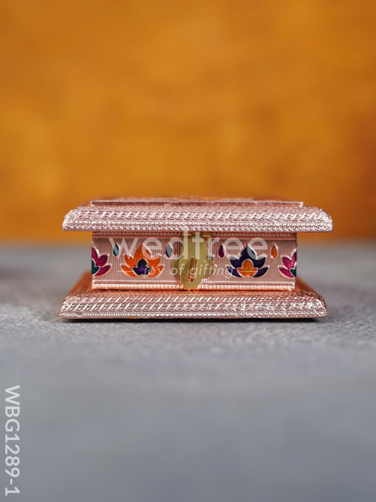 Wooden Dry Fruit Box with Meenakari Peacock Design - WBG1289