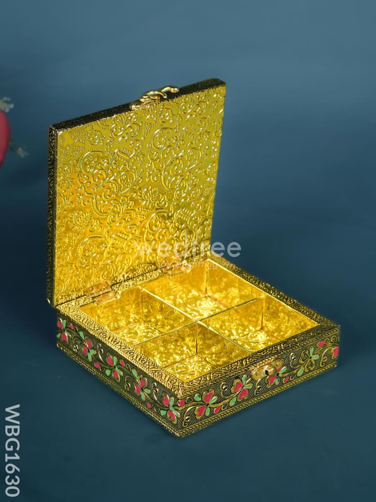 Wooden Dry Fruit Box with Peacock Design - 6 inch - WBG1630 Dry Fruit Box RG