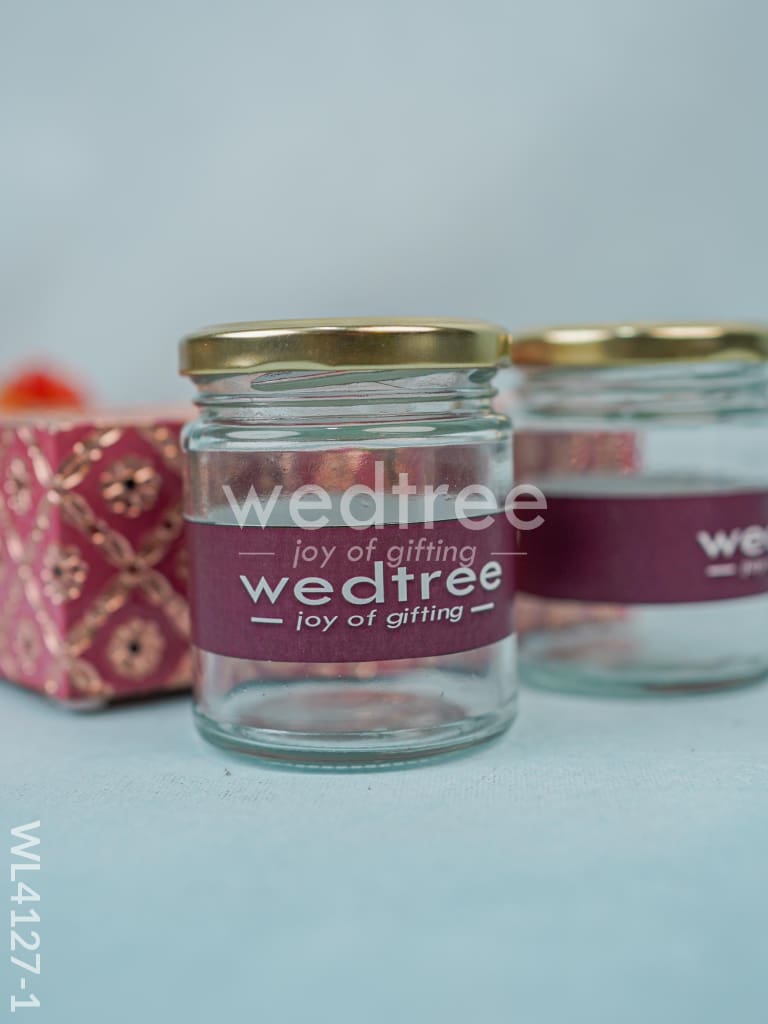 Wooden Dry Fruit Container with 2 glass jars - Meenakari Work - WL4127-1