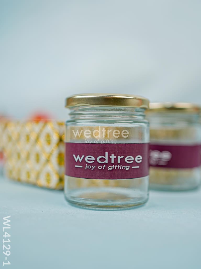 Wooden Dry Fruit Container with 3 glass jars - Meenakari Work - WL4129