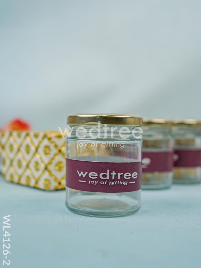 Wooden Dry Fruit Container with 4 glass jars - Meenakari Work - WL4126-2