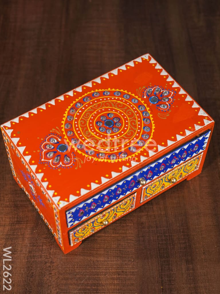 Wooden Handpainted 3 Drawer Organizer Box - WL2622