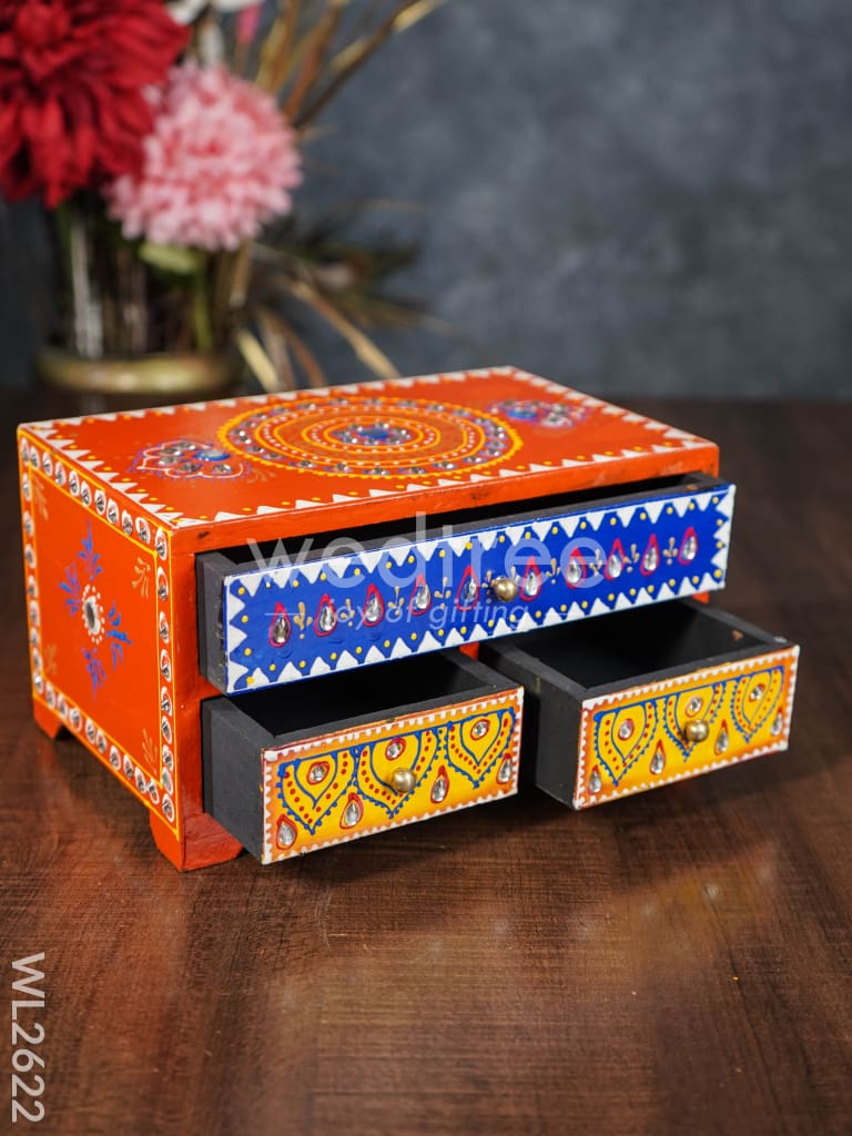 Wooden Handpainted 3 Drawer Organizer Box - WL2622