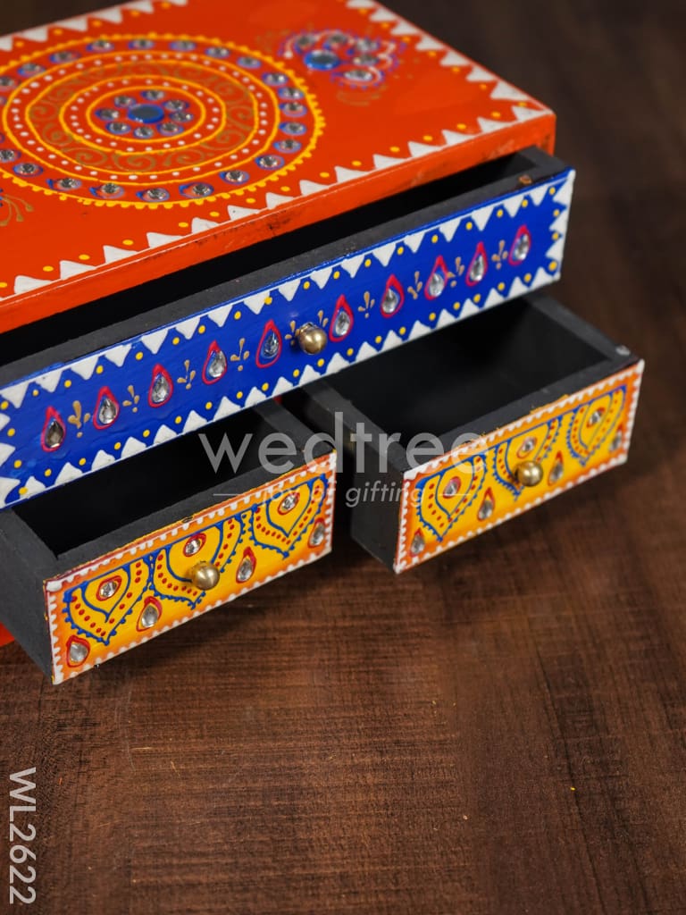 Wooden Handpainted 3 Drawer Organizer Box - WL2622