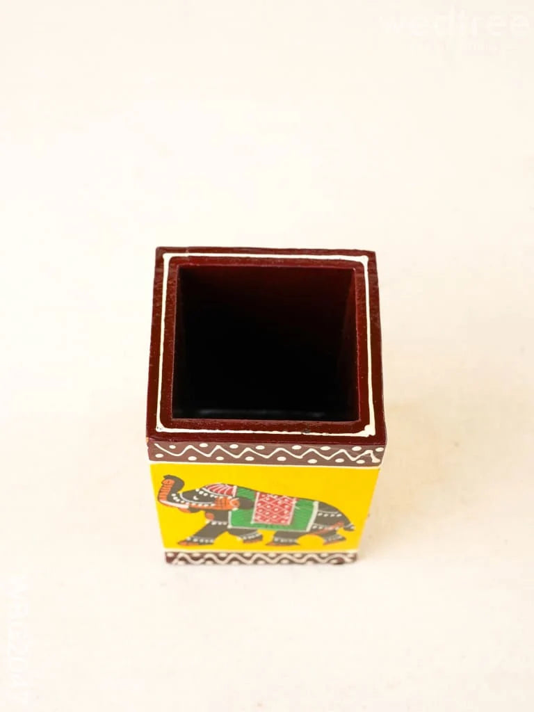 Wooden Handpainted Elephant Pen Stand - WBG2047