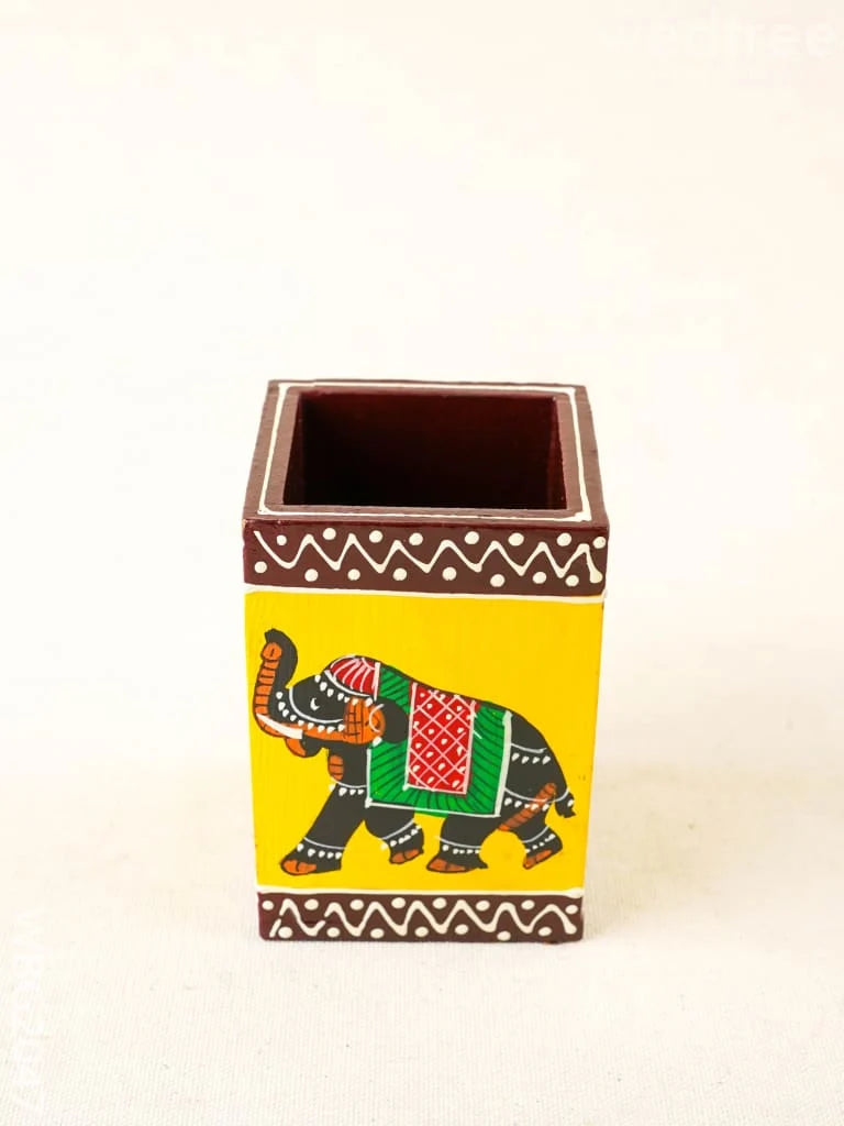 Wooden Handpainted Elephant Pen Stand - WBG2047