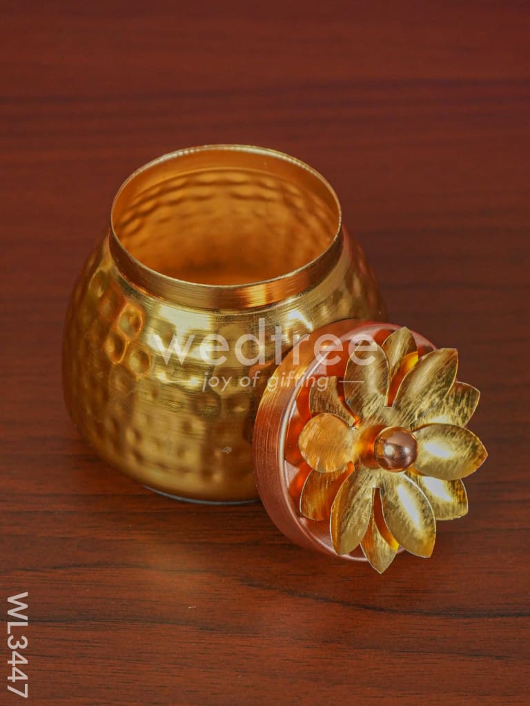 Wooden Plate with 3 Brass Dry Fruit Box - WL3447