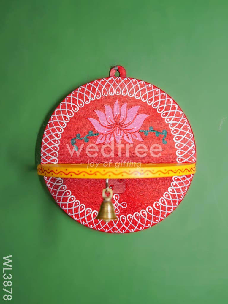 Wooden Round Wall Hanging Diya Stand - WL3878