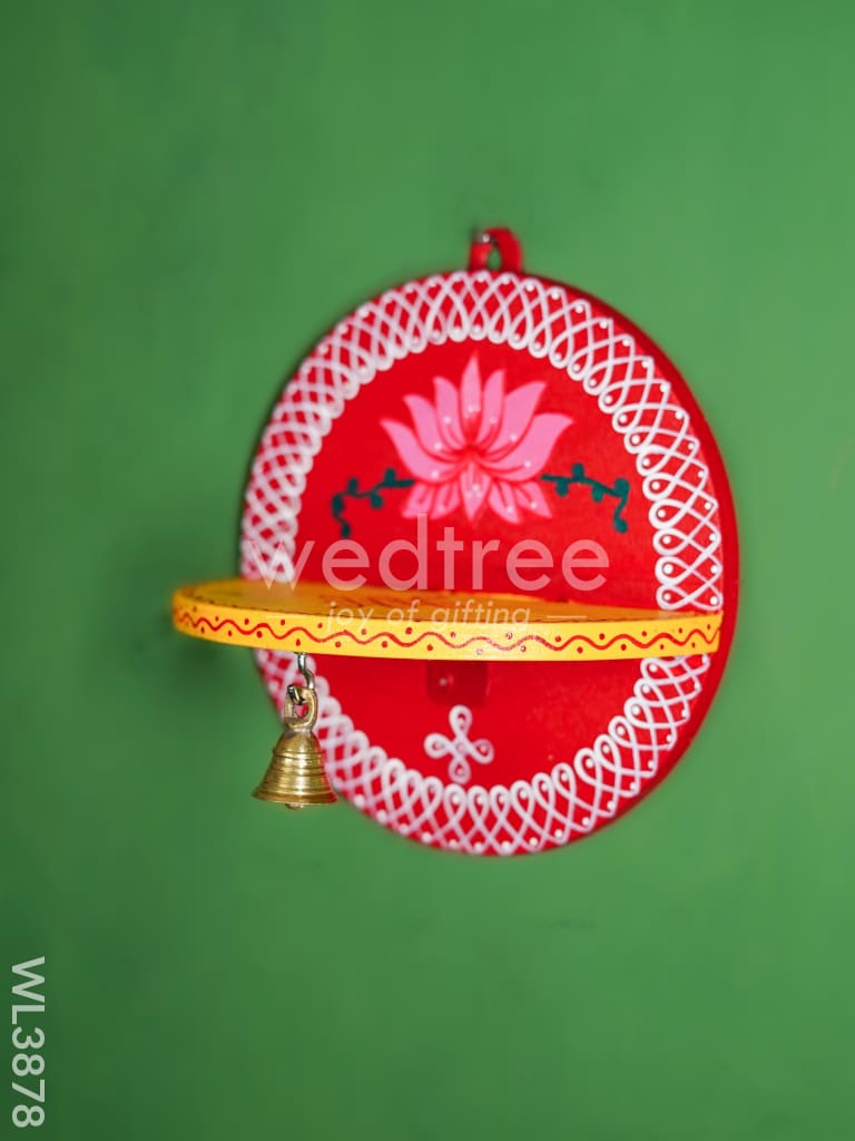 Wooden Round Wall Hanging Diya Stand - WL3878