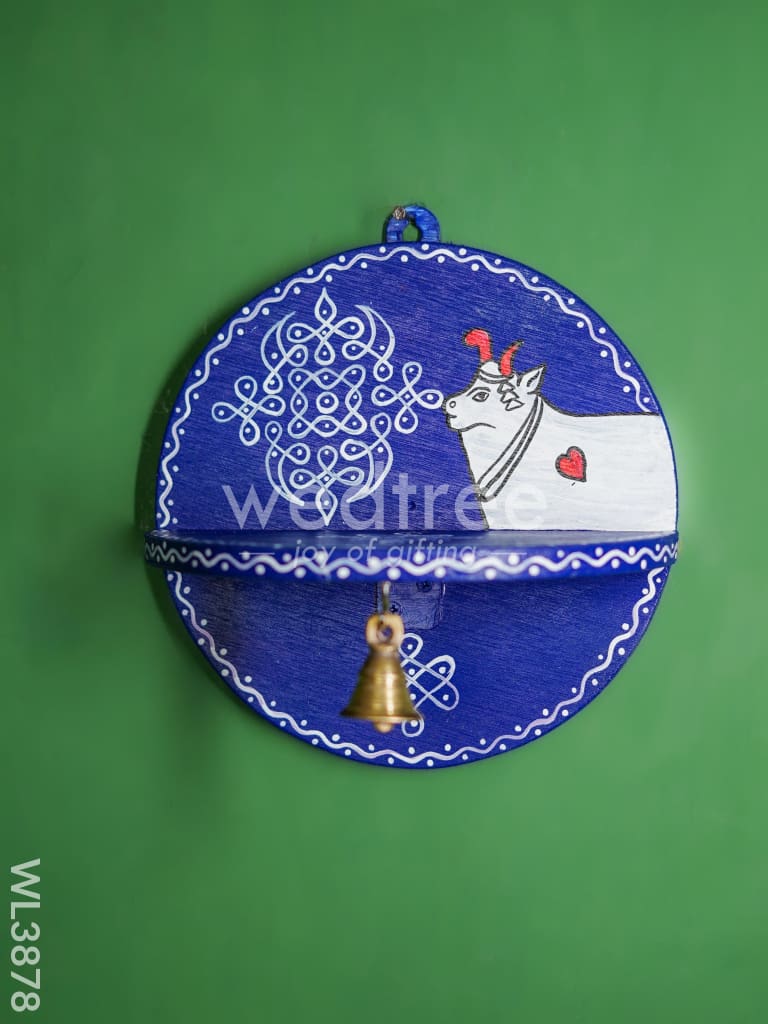 Wooden Round Wall Hanging Diya Stand - WL3878
