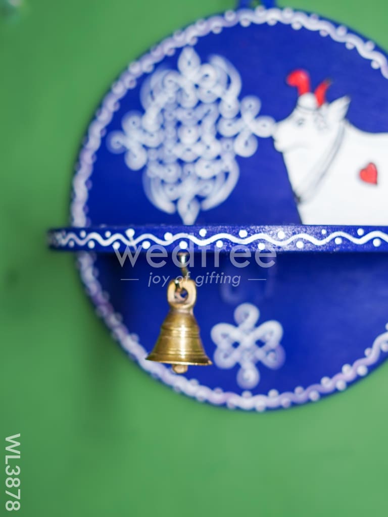 Wooden Round Wall Hanging Diya Stand - WL3878