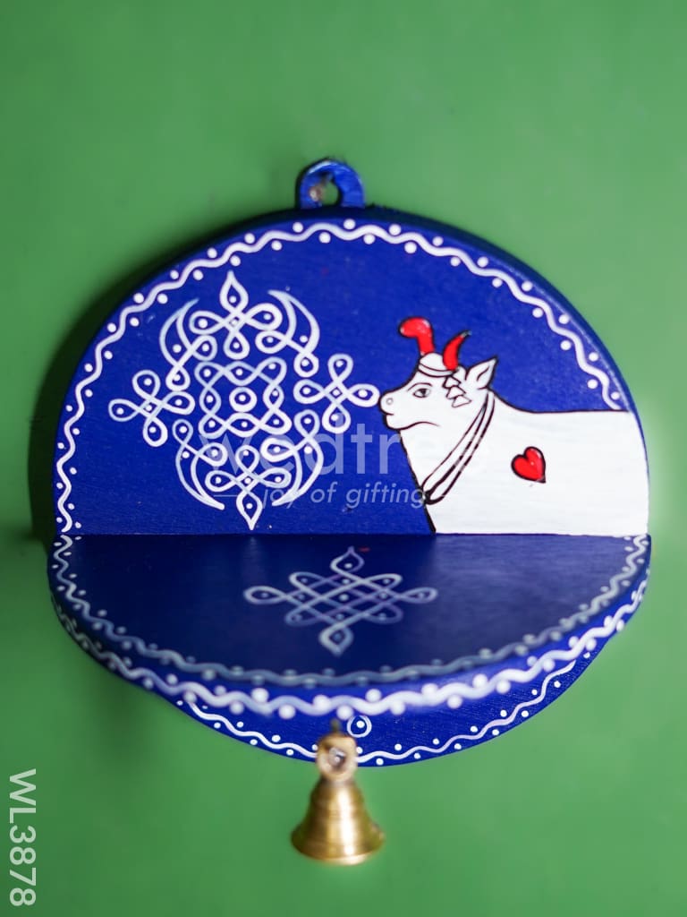 Wooden Round Wall Hanging Diya Stand - WL3878