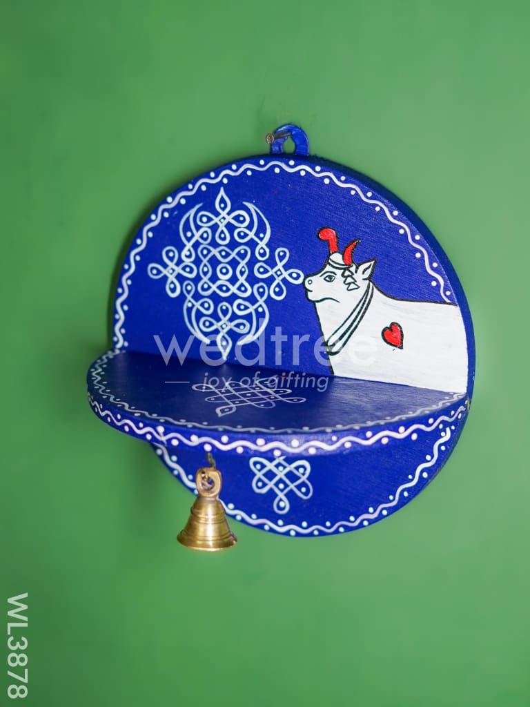 Wooden Round Wall Hanging Diya Stand - WL3878
