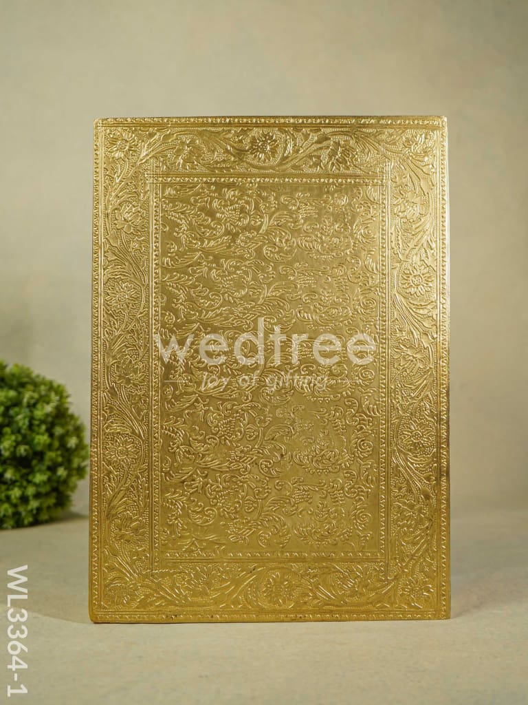 Wooden Stool with Brass Fitted Top - 14.5 inch - WL3364-1
