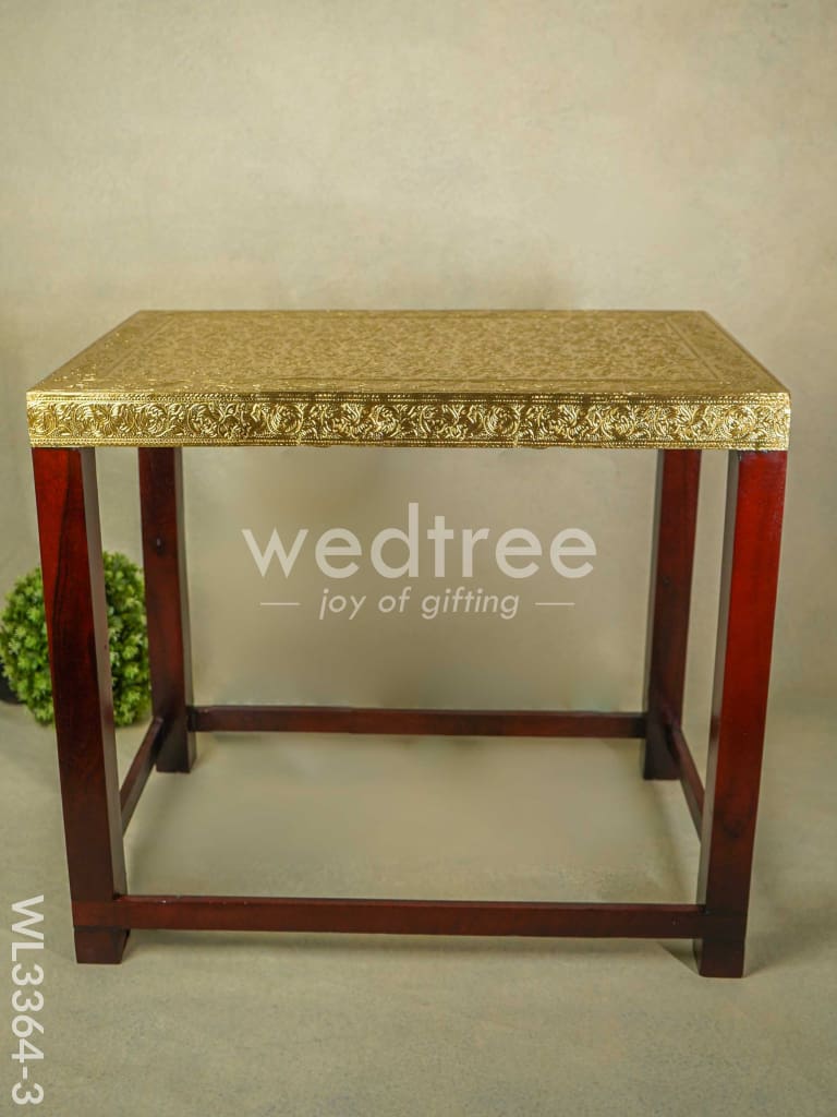 Wooden Stool with Brass Fitted Top - 20.5 inch - WL3364-3