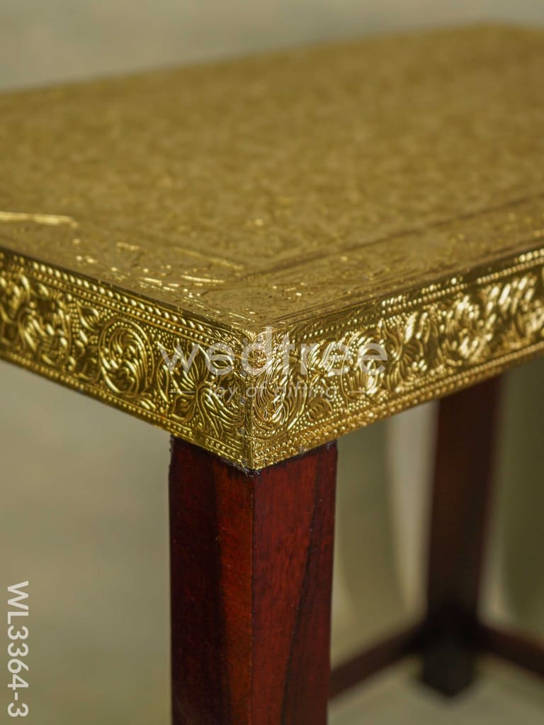 Wooden Stool with Brass Fitted Top - 20.5 inch - WL3364-3
