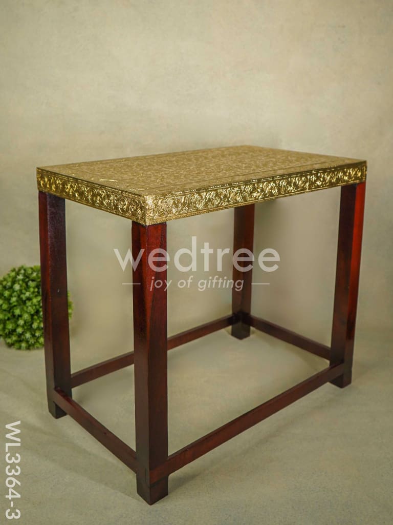 Wooden Stool with Brass Fitted Top - 20.5 inch - WL3364-3