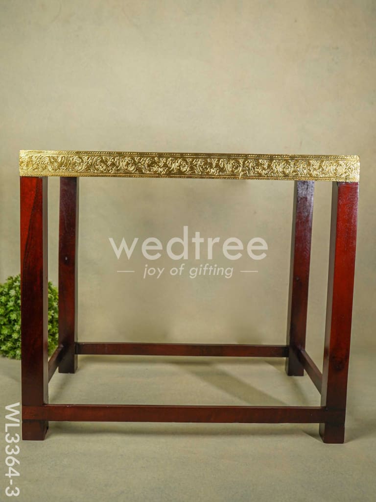Wooden Stool with Brass Fitted Top - 20.5 inch - WL3364-3