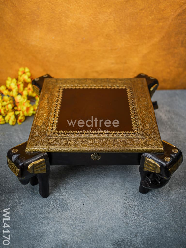 Wooden Stool with Elephant Stands (15 x 15) - WL4170