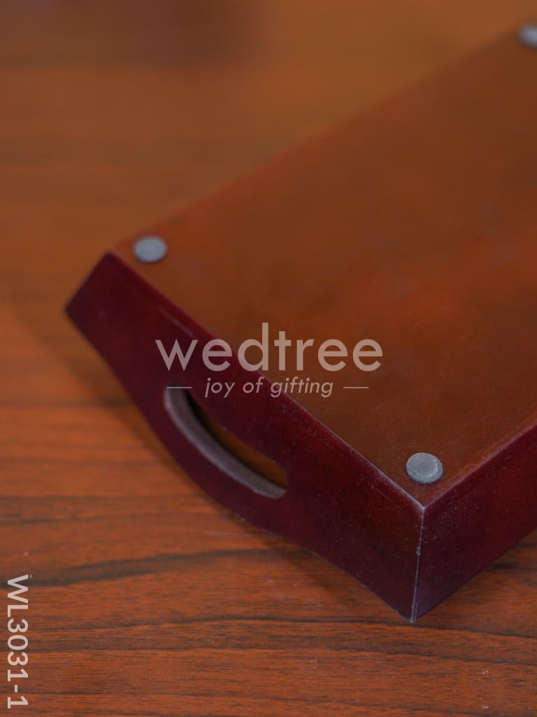 Wooden Tray with Brass Fitting - WL3031