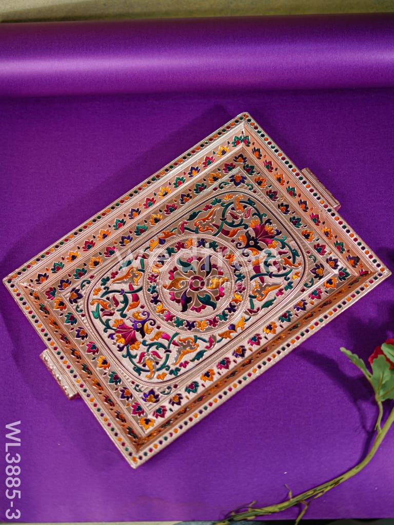 Wooden Tray with Meenakari Design - WL3885