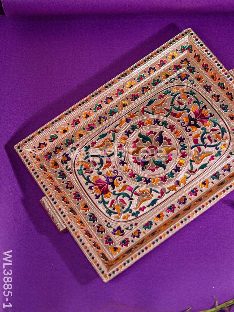 Wooden Tray with Meenakari Design - WL3885