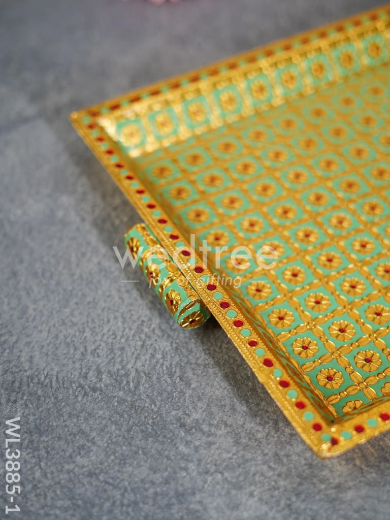Wooden Tray with Meenakari Design - WL3885