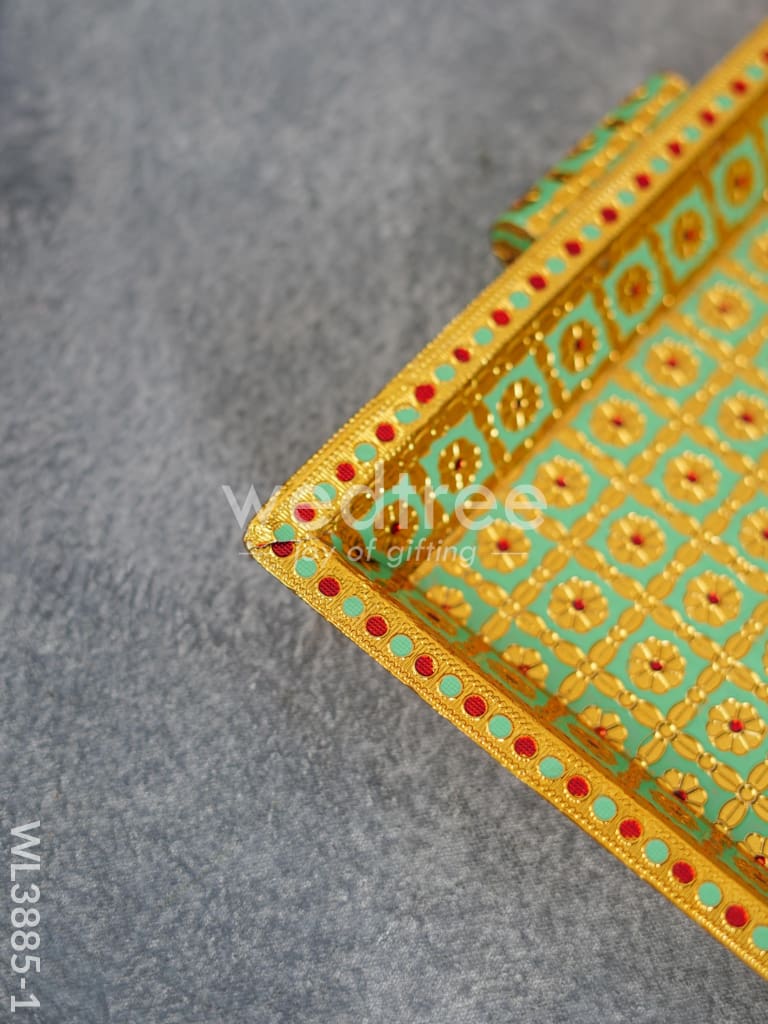 Wooden Tray with Meenakari Design - WL3885