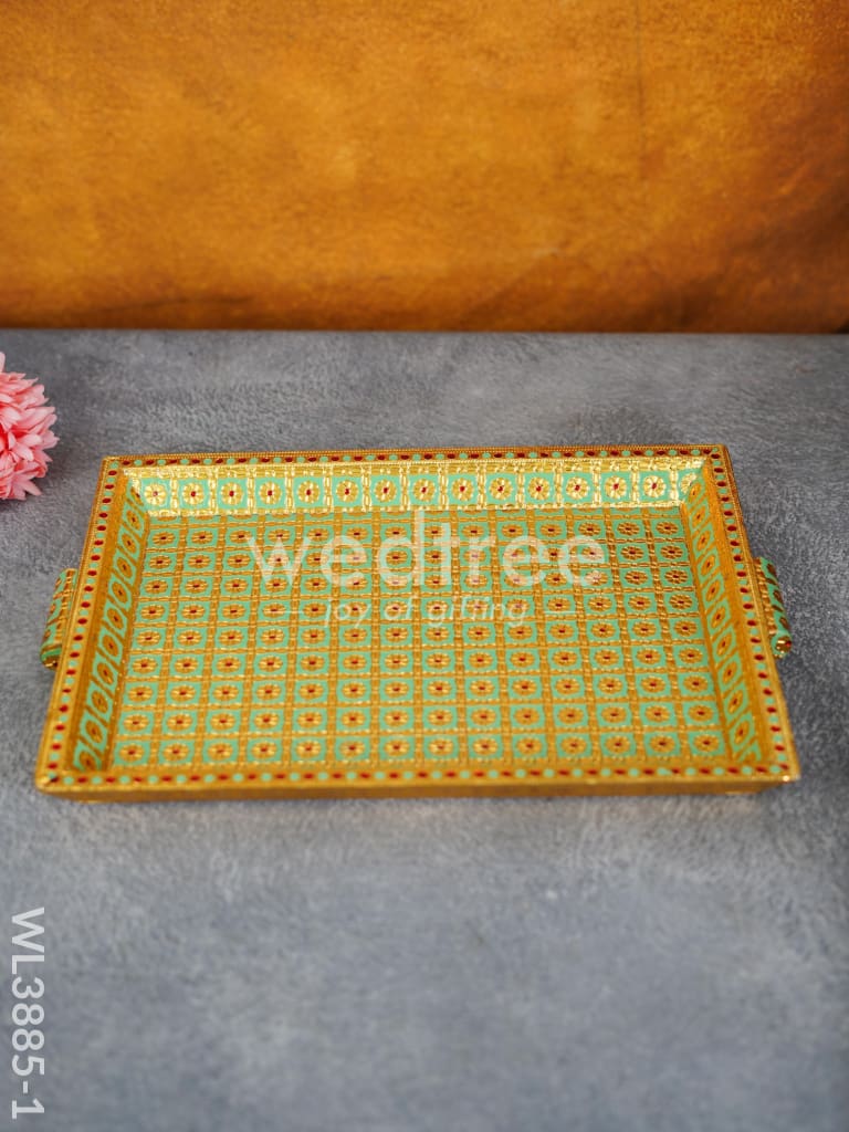Wooden Tray with Meenakari Design - WL3885