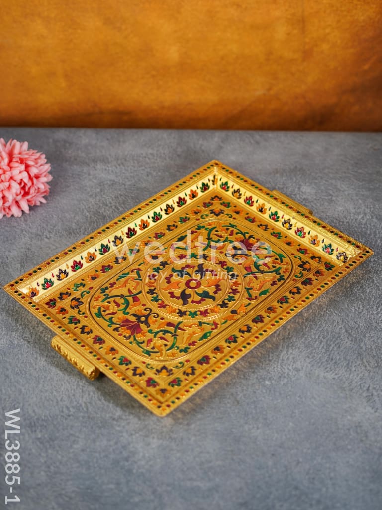 Wooden Tray with Meenakari Design - WL3885