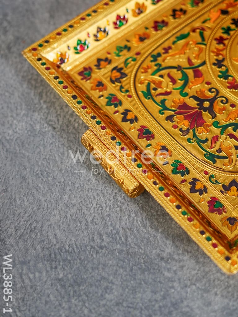 Wooden Tray with Meenakari Design - WL3885