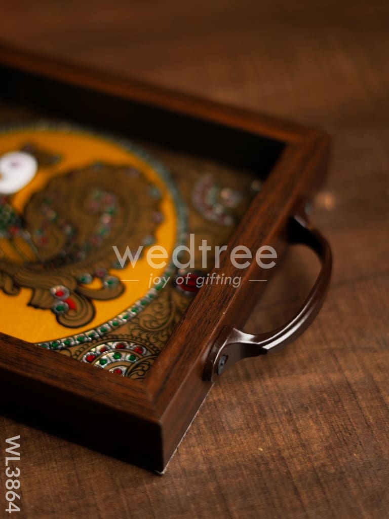 Wooden Tray with Reverse Acrylic Painting - Annapakshi - WL3864