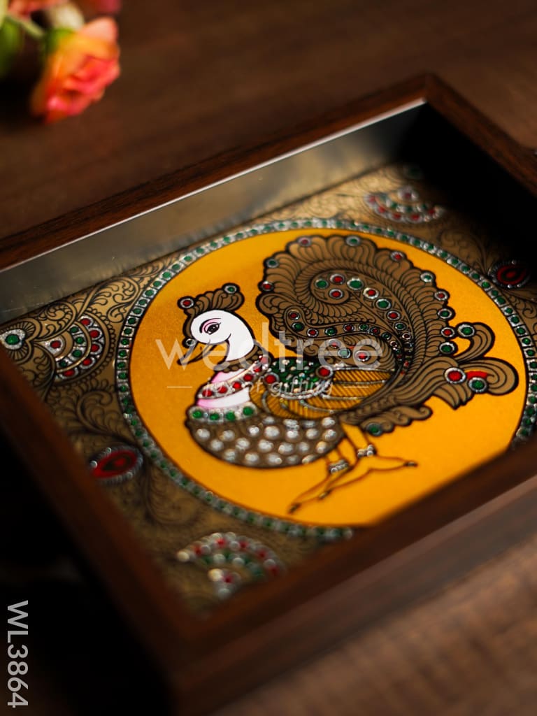 Wooden Tray with Reverse Acrylic Painting - Annapakshi - WL3864
